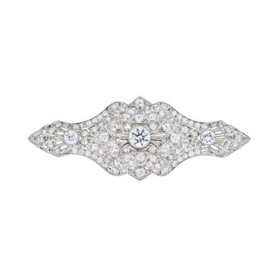 PLATINUM 5 50CTTW ART DECO DIAMOND BROOCH