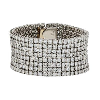PLATINUM 55 CARAT DIAMOND CARPET MULTI ROW BRACELET