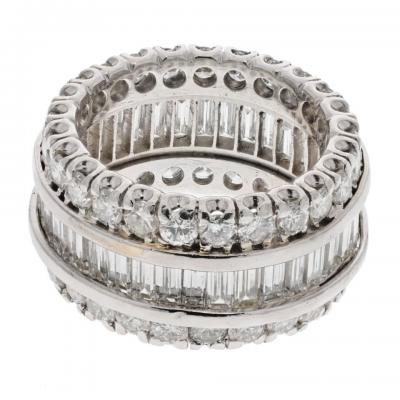 PLATINUM 6 50 CARATS WIDE DIAMOND THREE ROW ETERNITY BAND