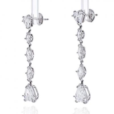 PLATINUM 6 74 CARATS DANGLING DIAMOND DROP EARRINGS