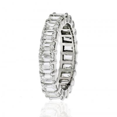 PLATINUM 6 CARAT EMERALD CUT DIAMOND ETERNITY BAND
