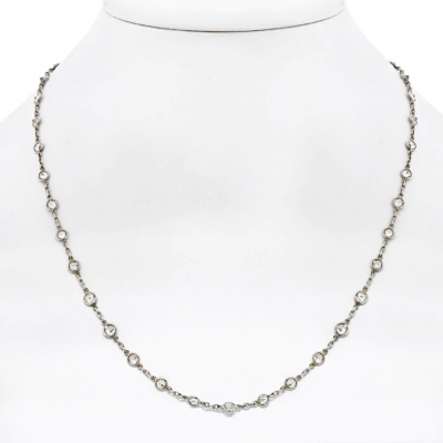 PLATINUM 7 50CTTW ROUND CUT DIAMOND 18 INCHES DIAMONDS BY THE YARD NECKLACE