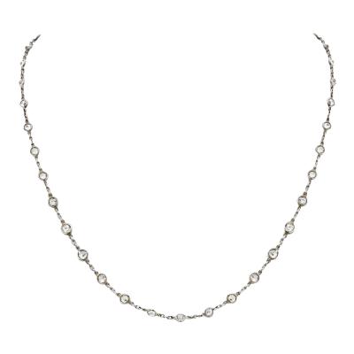 PLATINUM 7 50CTTW ROUND CUT DIAMOND 18 INCHES DIAMONDS BY THE YARD NECKLACE
