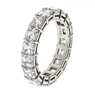 PLATINUM 7 82CTTW DIAMOND ASSCHER CUT ETERNITY BAND