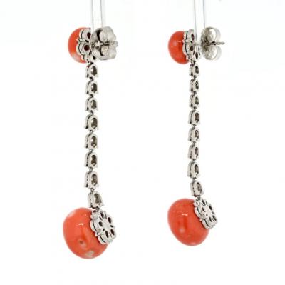 PLATINUM CORAL DIAMOND DROP EARRINGS