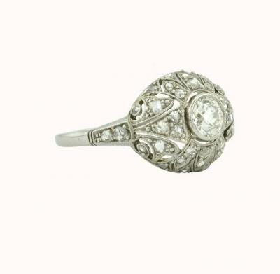 PLATINUM DIAMOND EDWARDIAN FILIGREE ENGAGMENT RING