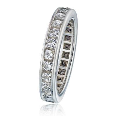 PLATINUM FRENCH CUT DIAMOND 3 00CTTW ETERNITY BAND
