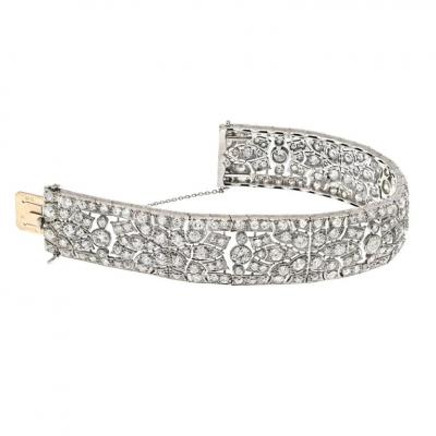 PLATINUM FRENCH DECO OLD CUT DIAMOND 30 00CTTW BRACELET