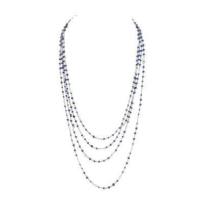 PLATINUM SAPPHIRE AND DIAMOND BY THE YARD 80 INCH CHAIN NECKLACE