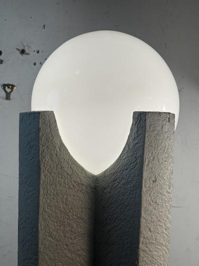 POST MODERN ART DECO REVIVAL WHITE PLASTER FLOOR LAMPS WITH WHITE GLASS GLOBE