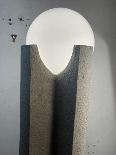 POST MODERN ART DECO REVIVAL WHITE PLASTER FLOOR LAMPS WITH WHITE GLASS GLOBE