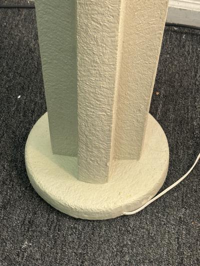 POST MODERN ART DECO REVIVAL WHITE PLASTER FLOOR LAMPS WITH WHITE GLASS GLOBE