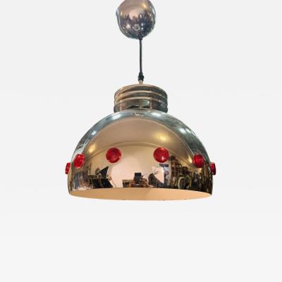 POST MODERN CHROME DOME JEWELED CHANDELIER