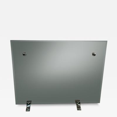 POST MODERN DECO REVIVAL GRAY GLASS AND CHROME FIRESCREEN