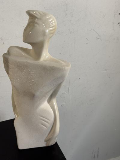 POST MODERN DECO REVIVAL WHITE CERAMIC FEMALE MALE FIGURES