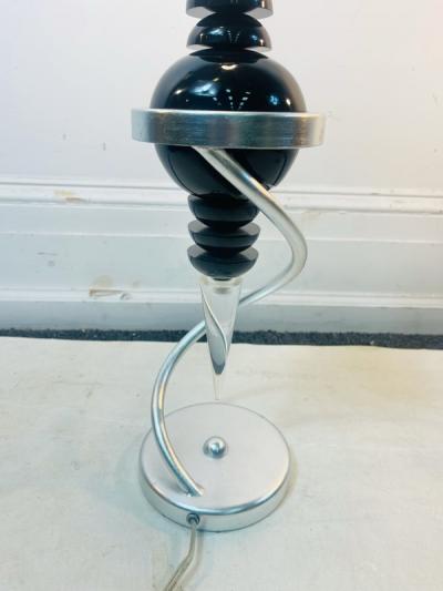 POST MODERN DESIGNER BLACK AND CLEAR LUCITE LAMPS