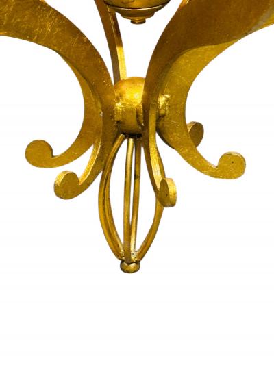 POST MODERN GOLD LEAF FLAT SCROLL METAL CHANDELIER
