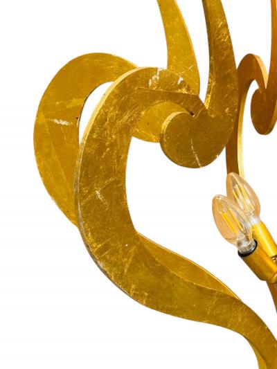 POST MODERN GOLD LEAF FLAT SCROLL METAL CHANDELIER