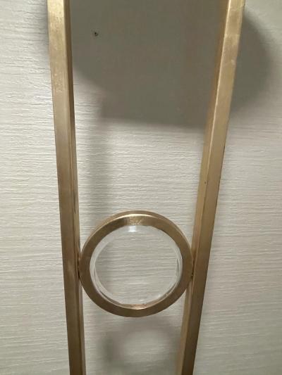 POST MODERN GOLD LEAF METAL AND LUCITE TORCHIERES