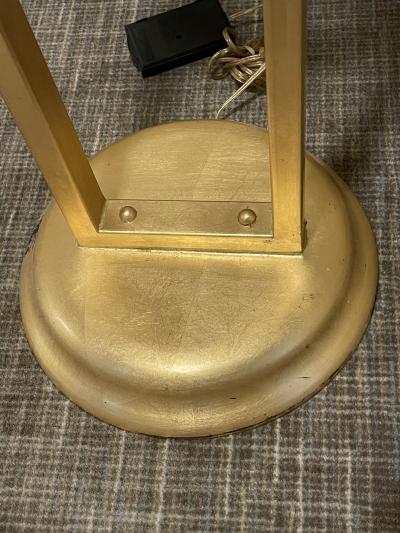 POST MODERN GOLD LEAF METAL AND LUCITE TORCHIERES