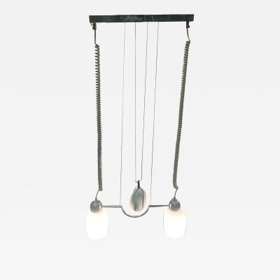 POST MODERN ITALIAN PULL DOWN CHROME GLASS CHANDELIER NATURAL STONE WEIGHT