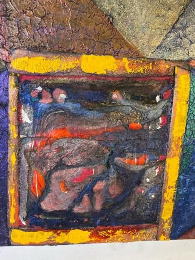 POST MODERN METALLIC PAINT MIXED MEDIA PAINTING