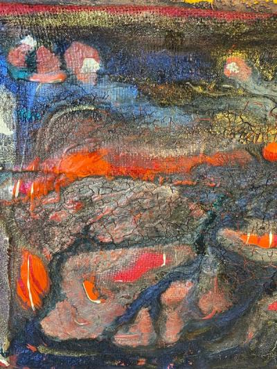 POST MODERN METALLIC PAINT MIXED MEDIA PAINTING