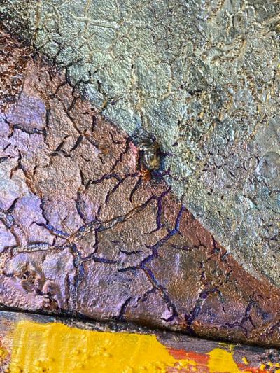 POST MODERN METALLIC PAINT MIXED MEDIA PAINTING
