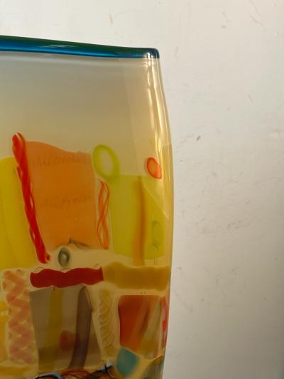 POST MODERN MURANO GLASS VASE WITH MURRINE CANE DESIGN