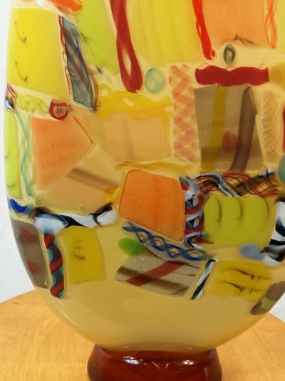 POST MODERN MURANO GLASS VASE WITH MURRINE CANE DESIGN