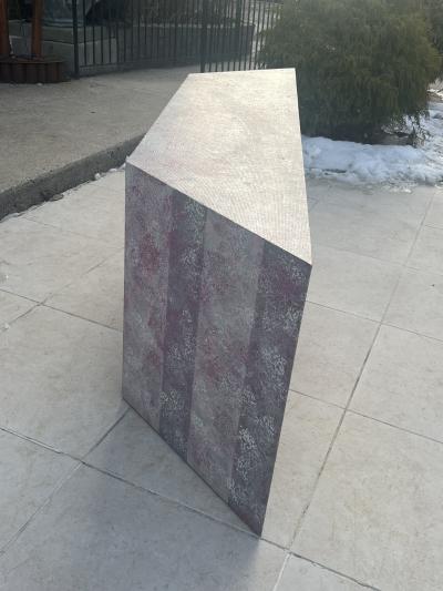 POST MODERN PAINTED GRASSCLOTH CONSOLE TABLE