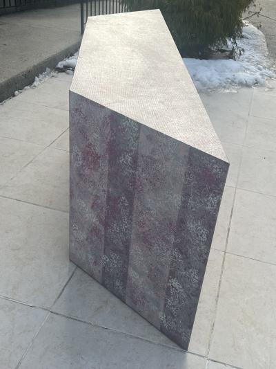 POST MODERN PAINTED GRASSCLOTH CONSOLE TABLE