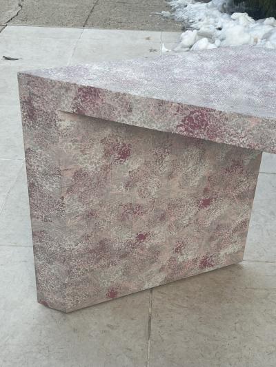 POST MODERN PAINTED GRASSCLOTH CONSOLE TABLE