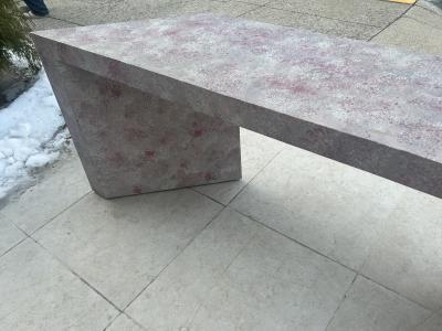 POST MODERN PAINTED GRASSCLOTH CONSOLE TABLE