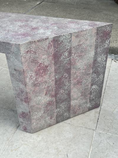 POST MODERN PAINTED GRASSCLOTH CONSOLE TABLE