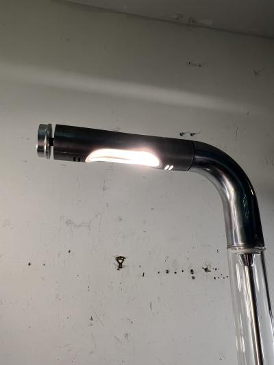 POST MODERNIST CHROME AND GLASS FLOOR LAMP