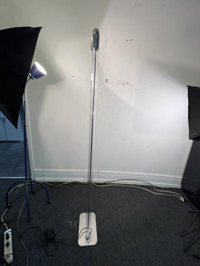 POST MODERNIST CHROME AND GLASS FLOOR LAMP