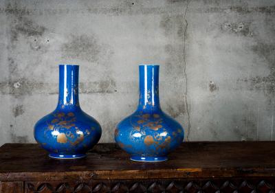 POWDER BLUE CHINESE VASES