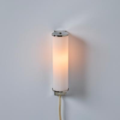 Paavo Tynell 1930s Finnish Cylindrical Glass Plug in Wall Lamp in the Manner of Paavo Tynell