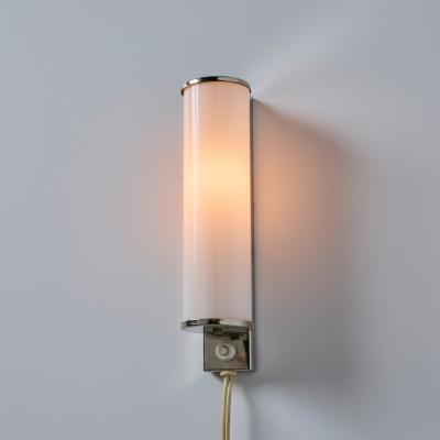 Paavo Tynell 1930s Finnish Cylindrical Glass Plug in Wall Lamp in the Manner of Paavo Tynell