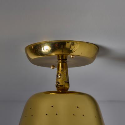 Paavo Tynell 1940s Perforated Brass Conical Ceiling Lamp Attributed to Paavo Tynell