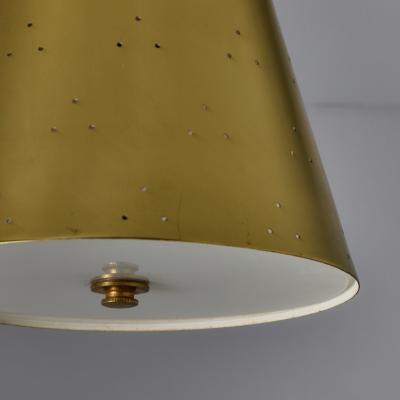 Paavo Tynell 1940s Perforated Brass Conical Ceiling Lamp Attributed to Paavo Tynell