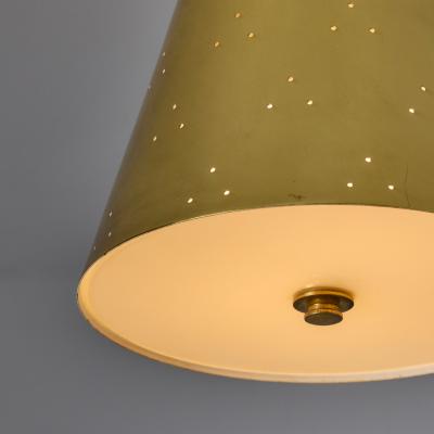 Paavo Tynell 1940s Perforated Brass Conical Ceiling Lamp Attributed to Paavo Tynell