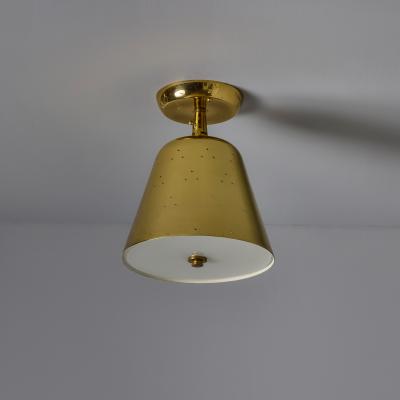 Paavo Tynell 1940s Perforated Brass Conical Ceiling Lamp Attributed to Paavo Tynell