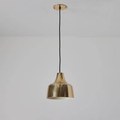 Paavo Tynell 1950s Finnish Perforated Brass Pendant In The Manner of Paavo Tynell