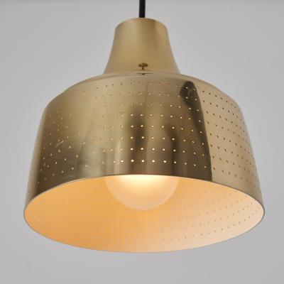 Paavo Tynell 1950s Finnish Perforated Brass Pendant In The Manner of Paavo Tynell