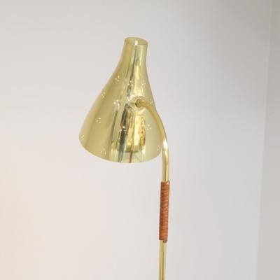 Paavo Tynell A Paavo Tynell Perforated Brass and Leather Floor Lamp Model 9607 Taito 1950s