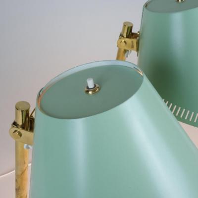 Paavo Tynell A Pair of Green Brass Paavo Tynell Table Lamps Model 9227 Idman Oy 1950s