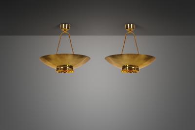 Paavo Tynell A Pair of Paavo Tynell Model 9060 Ceiling Lamps for Taito Oy Finland 1950s