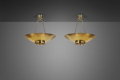Paavo Tynell A Pair of Paavo Tynell Model 9060 Ceiling Lamps for Taito Oy Finland 1950s